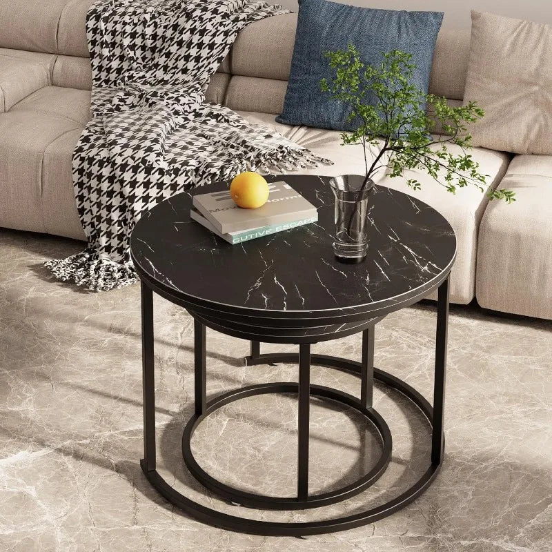 Round Nesting Coffee Table Set