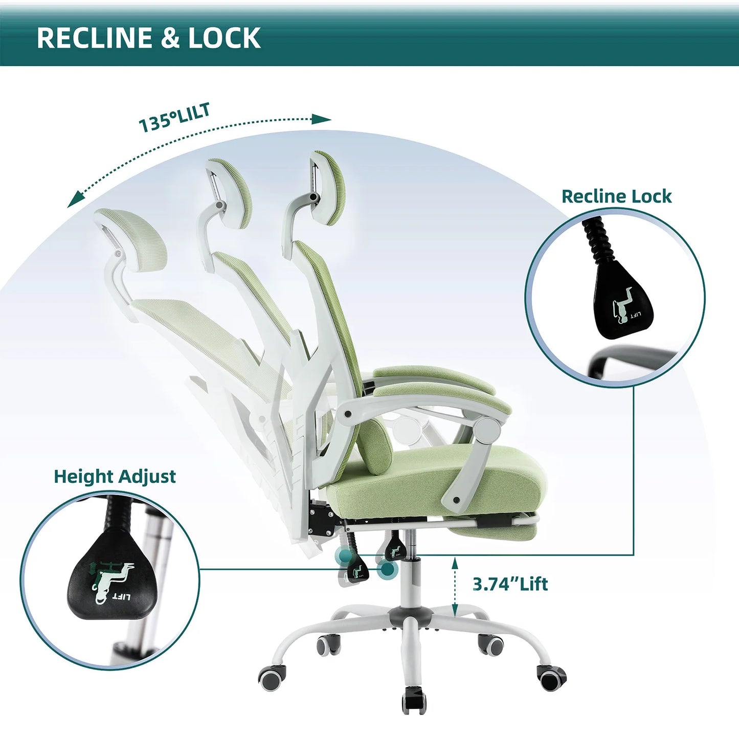 Reclining Office Chair with Lumbar Support