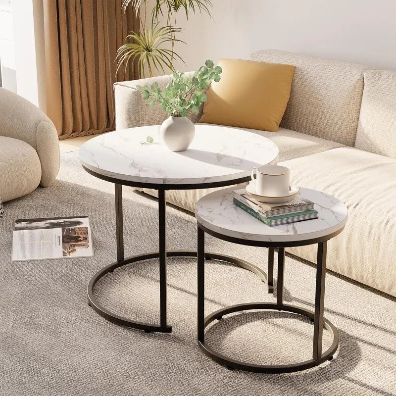 Round Nesting Coffee Table Set