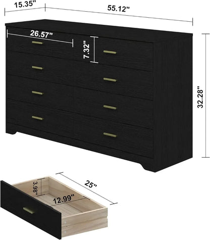 8 Drawer Wood Lateral Dresser