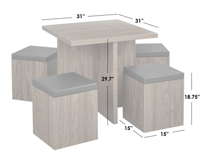 5-Piece Dexter Dining Room/Kitchen Set with Storage