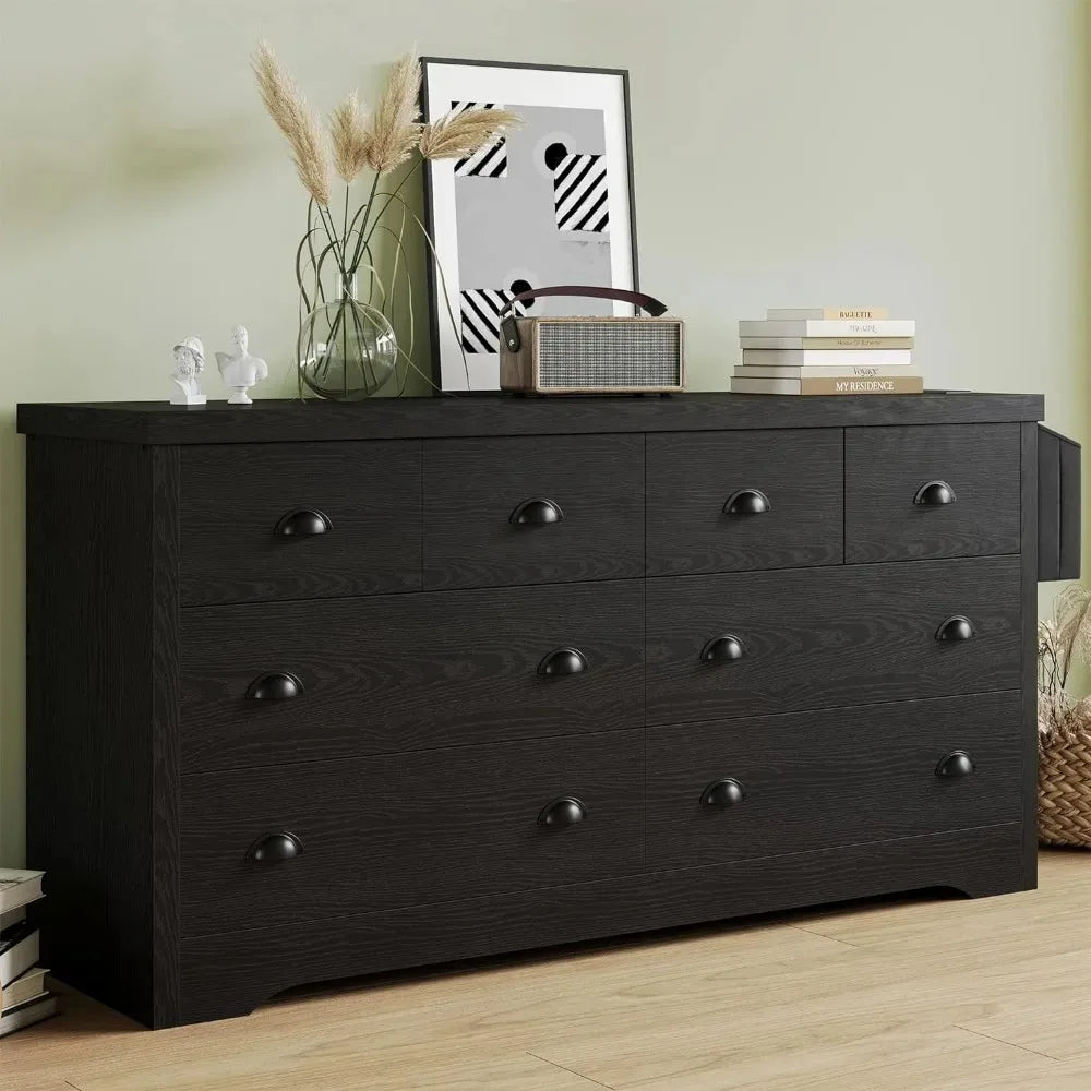 Modern Wood 8 Drawer Dresser