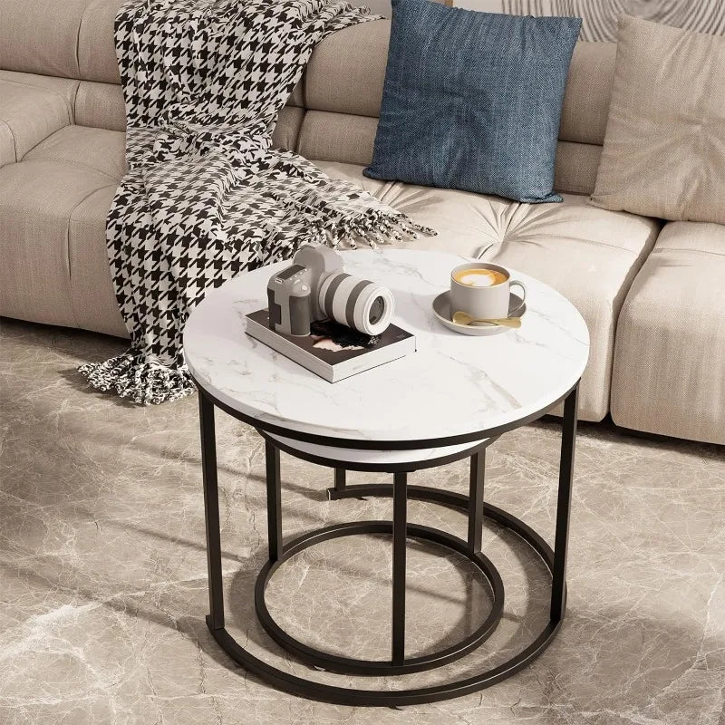 Round Nesting Coffee Table Set