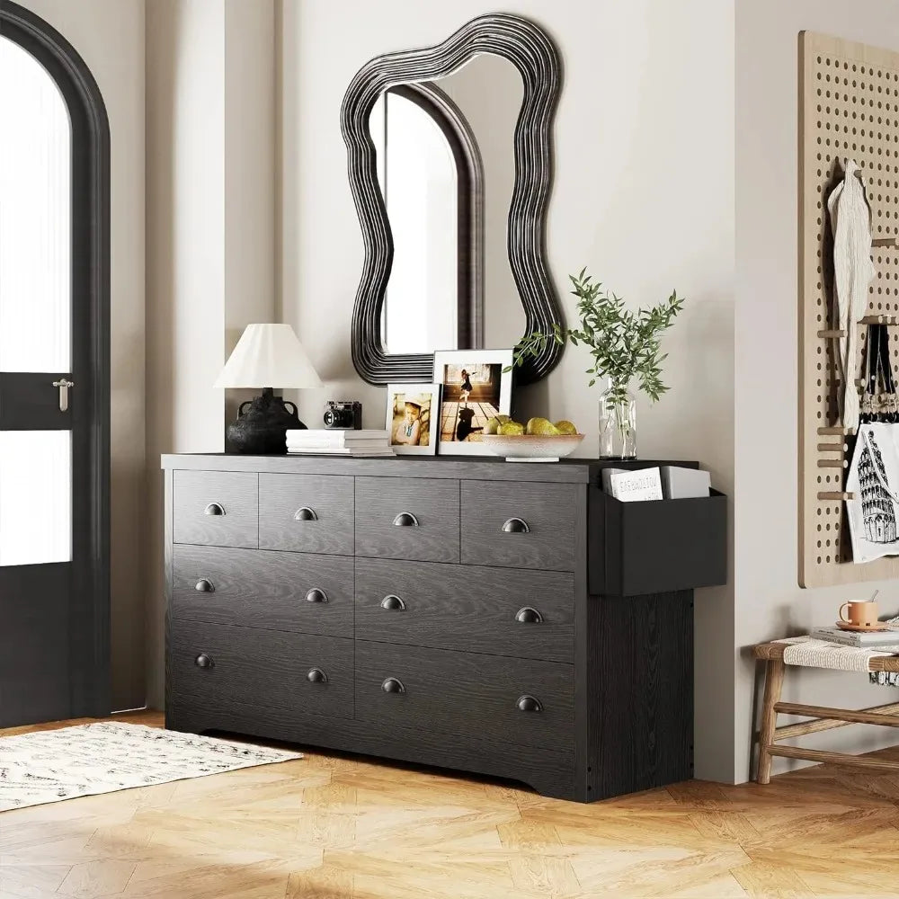 Modern Wood 8 Drawer Dresser