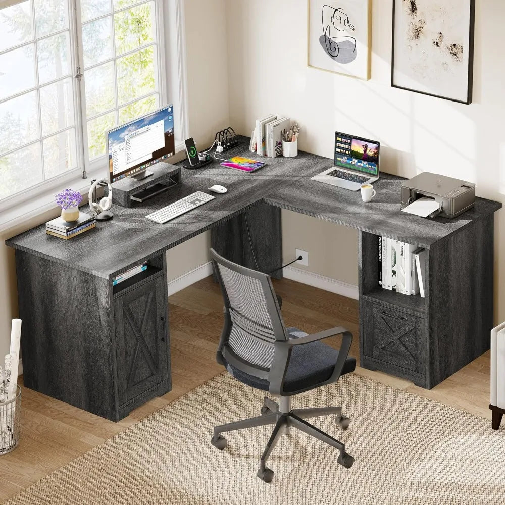 Corner Computer Desk  with Power Outlets,