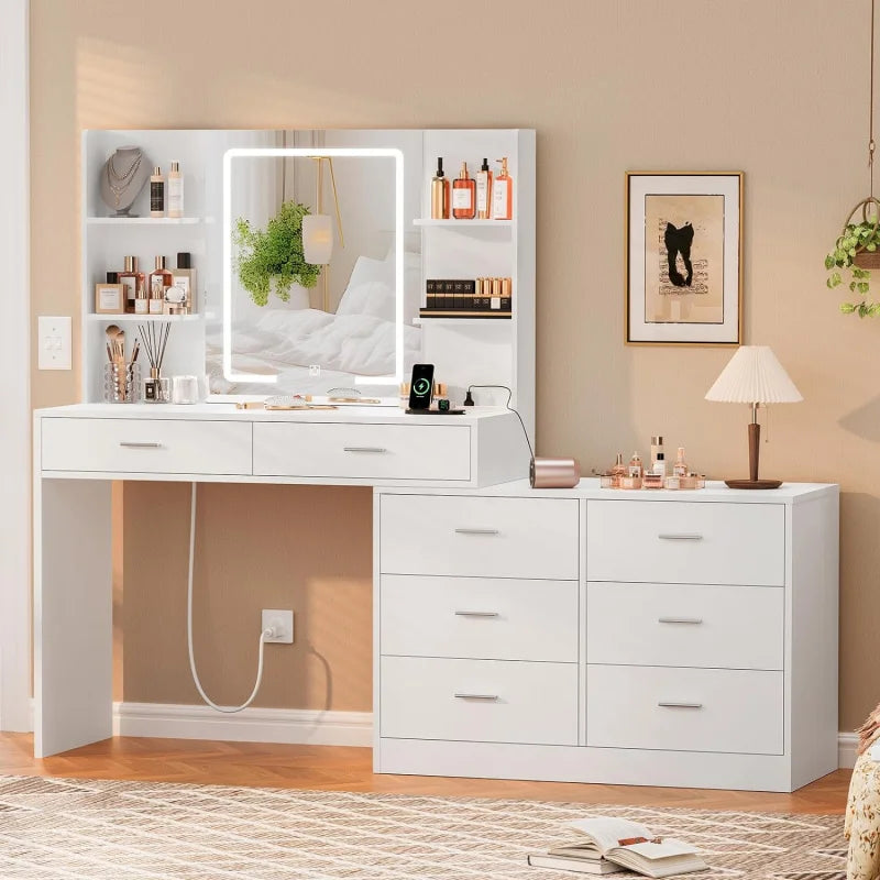 Makeup Vanity Table with Lighted Mirror